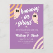 Groovy Ghost Retro Halloween Gender Reveal Postkarte (Vorderseite)