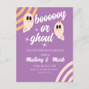 Groovy Ghost Retro Halloween Geschlecht Enthüllung Postkarte