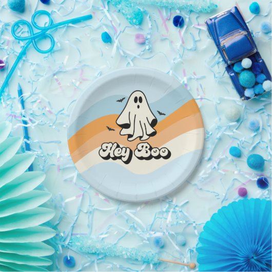 Groovy Ghost Retro Halloween Hey Boo Spooky Pappteller (Party)