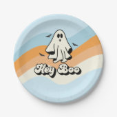 Groovy Ghost Retro Halloween Hey Boo Spooky Pappteller (Vorderseite)