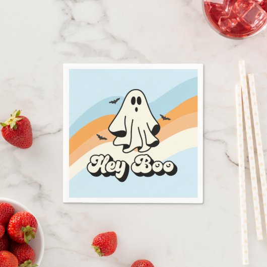 Groovy Ghost Retro Halloween Hey Boo Spooky Serviette (Beispiel)