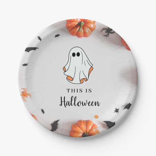 Groovy Ghost retro Halloween Pappteller (Vorderseite)
