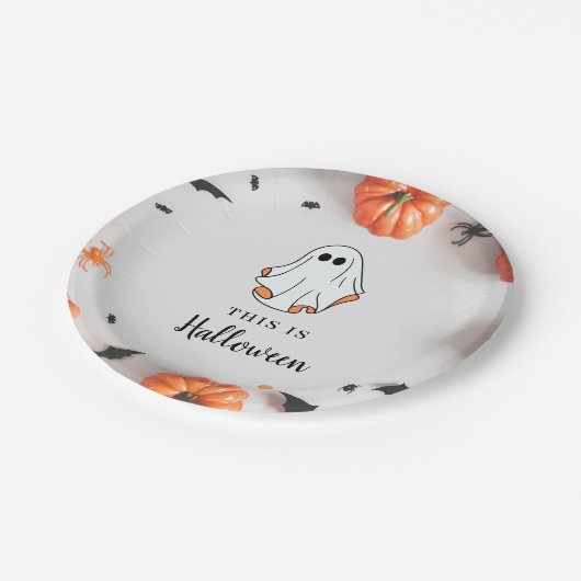 Groovy Ghost retro Halloween Pappteller (Schrägansicht)