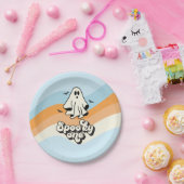 groovy Ghost Retro Halloween Spooky One Blue Pappteller (Party)
