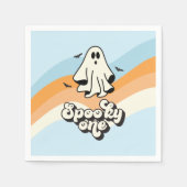 groovy Ghost Retro Halloween Spooky One Blue Serviette (Vorderseite)