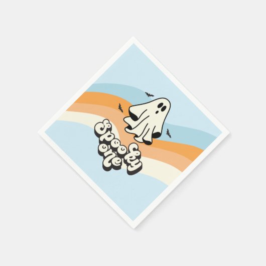 groovy Ghost Retro Halloween Spooky One Blue Serviette (Ecke)