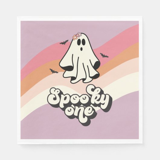 groovy Ghost retro Halloween Spooky One Geburtstag Serviette (Vorderseite)