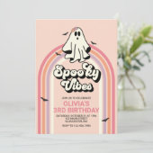 Groovy Ghost Retro Halloween Spooky Vibes Geburtst Einladung (Stehend Vorderseite)