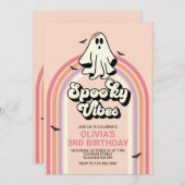Groovy Ghost Retro Halloween Spooky Vibes Geburtst Einladung (Vorne/Hinten)