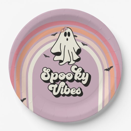 Groovy Ghost Retro Halloween Spooky Vibes Geburtst Pappteller (Vorderseite)