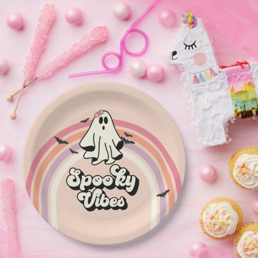Groovy Ghost Retro Halloween Spooky Vibes Geburtst Pappteller (Party)