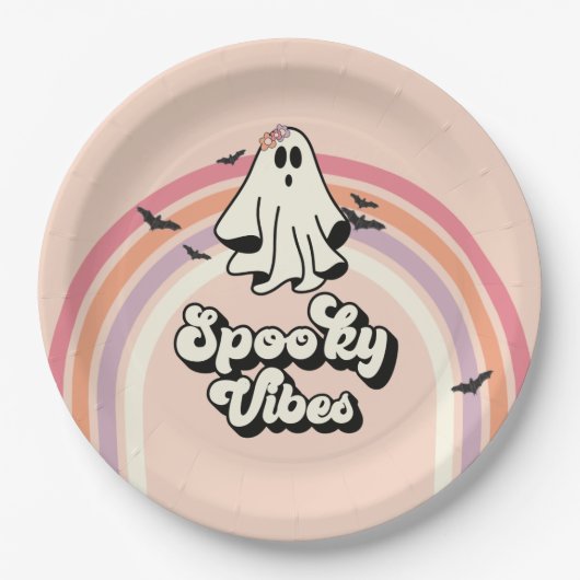 Groovy Ghost Retro Halloween Spooky Vibes Geburtst Pappteller (Vorderseite)