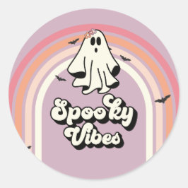 Groovy Ghost Retro Halloween Spooky Vibes Geburtst Runder Aufkleber