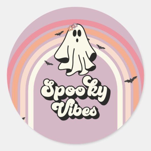 Groovy Ghost Retro Halloween Spooky Vibes Geburtst Runder Aufkleber (Vorderseite)