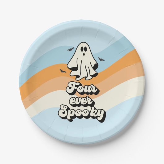 Groovy Ghost Retro Halloween Vier je Spooky Pappteller (Vorderseite)
