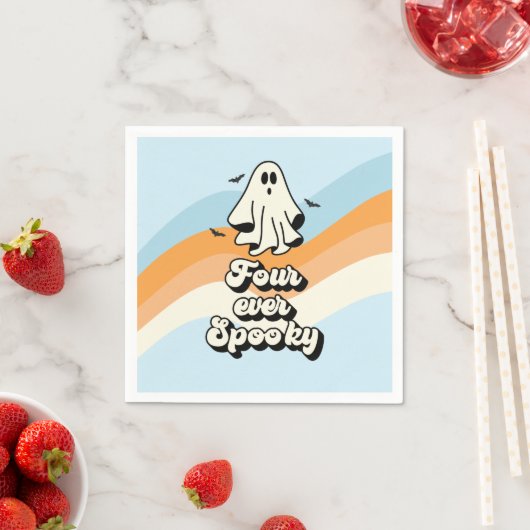 Groovy Ghost Retro Halloween Vier je Spooky Serviette (Beispiel)