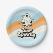 Groovy Ghost Retro Halloween Zwei Spooky blau Pappteller (Vorderseite)
