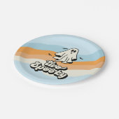 Groovy Ghost Retro Halloween Zwei Spooky blau Pappteller (Schrägansicht)