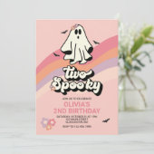 Groovy Ghost Retro Halloween Zwei Spooky Geburtsta Einladung (Stehend Vorderseite)