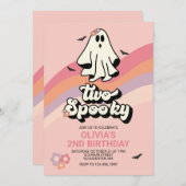 Groovy Ghost Retro Halloween Zwei Spooky Geburtsta Einladung (Vorne/Hinten)