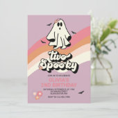 Groovy Ghost Retro Halloween Zwei Spooky Geburtsta Einladung (Stehend Vorderseite)