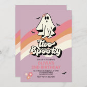 Groovy Ghost Retro Halloween Zwei Spooky Geburtsta Einladung (Vorne/Hinten)
