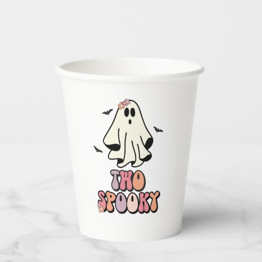 Groovy Ghost Retro Halloween Zwei Spooky Geburtsta Pappbecher (Vorderseite)
