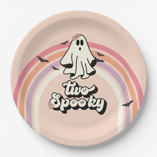 Groovy Ghost Retro Halloween Zwei Spooky Geburtsta Pappteller (Vorderseite)