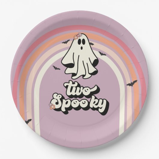 Groovy Ghost Retro Halloween Zwei Spooky Geburtsta Pappteller (Vorderseite)