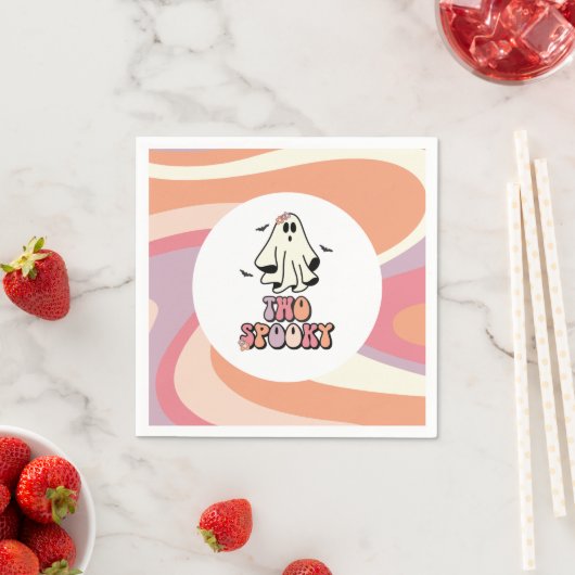Groovy Ghost Retro Halloween Zwei Spooky Geburtsta Serviette (Beispiel)