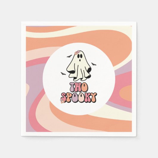 Groovy Ghost Retro Halloween Zwei Spooky Geburtsta Serviette (Vorderseite)