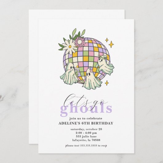 Groovy Ghosts Let's Go Ghouls Halloween-Party Einladung (Vorne/Hinten)