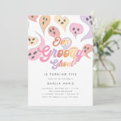 Groovy Ghoul Spooky Girls Halloween Geburtstag Einladung (Stehend Vorderseite)