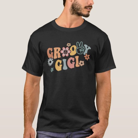 Groovy Gigi Peace Sign Hand Blume Retro Wavy Groo T-Shirt (Vorderseite)