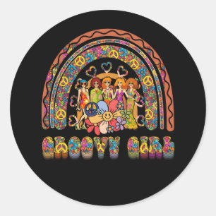 Groovy Girl 60er Thema Kostüme Niedlicher 70er Out Runder Aufkleber