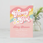 Groovy Girl Baby Shower Einladung (Stehend Vorderseite)
