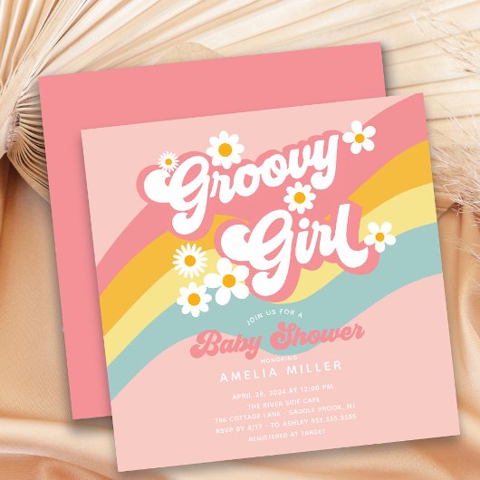 Groovy Girl Baby Shower Einladung