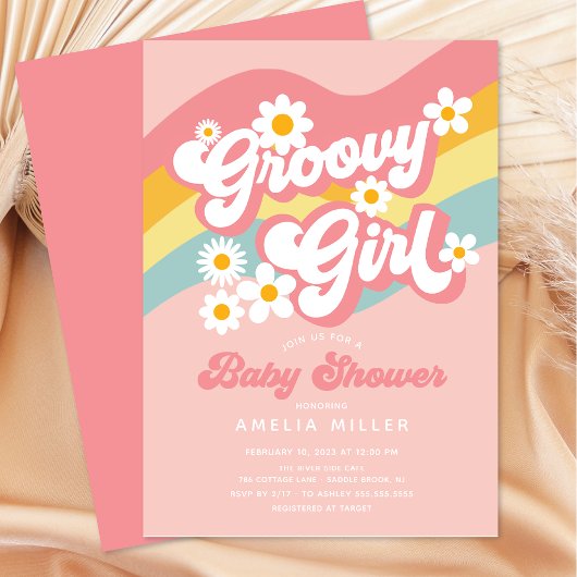 Groovy Girl Baby Shower Einladung