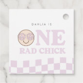 Groovy Girl Checkered Happy Face | 1. Geburtstag Geschenkanhänger (Rückseite)