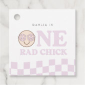 Groovy Girl Checkered Happy Face | 1. Geburtstag Geschenkanhänger (Vorderseite)