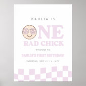 Groovy Girl Checkered Happy Face | Begrüßungszeich Poster (Vorne)