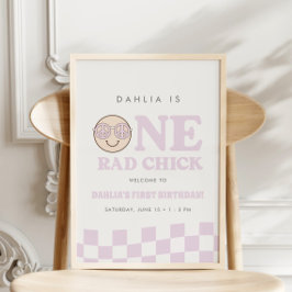 Groovy Girl Checkered Happy Face | Begrüßungszeich Poster