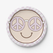 Groovy Girl Checkered Happy Face | Geburtstag Pappteller (Vorderseite)