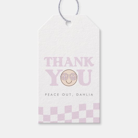 Groovy Girl Checkered Happy Face | Gefallen Geschenkanhänger (Vorderseite)