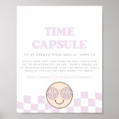 Groovy Girl Checkered Happy Face | Time Capsule Poster (Vorne)