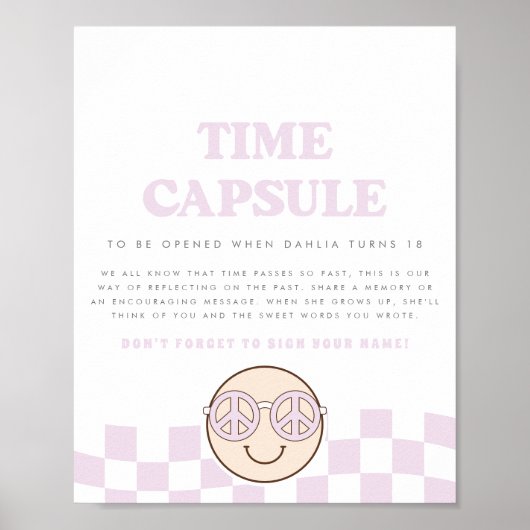 Groovy Girl Checkered Happy Face | Time Capsule Poster (Vorne)