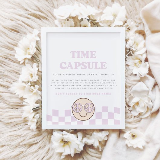 Groovy Girl Checkered Happy Face | Time Capsule Poster