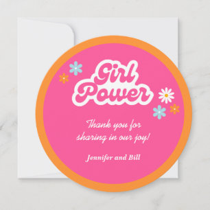 Groovy Girl Power Baby Shower Dankeskarten Einladung