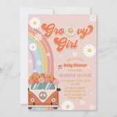 Groovy Girl Retro Rainbow Baby ShowParty Einladung (Vorderseite)