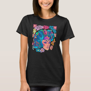Groovy Girl Retro Rainbow Blume Butterfly Peace L T-Shirt
